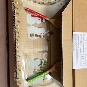 Pampered Chef #3012 Snowmen-Dots Divided Platter NEW NIB Christmas